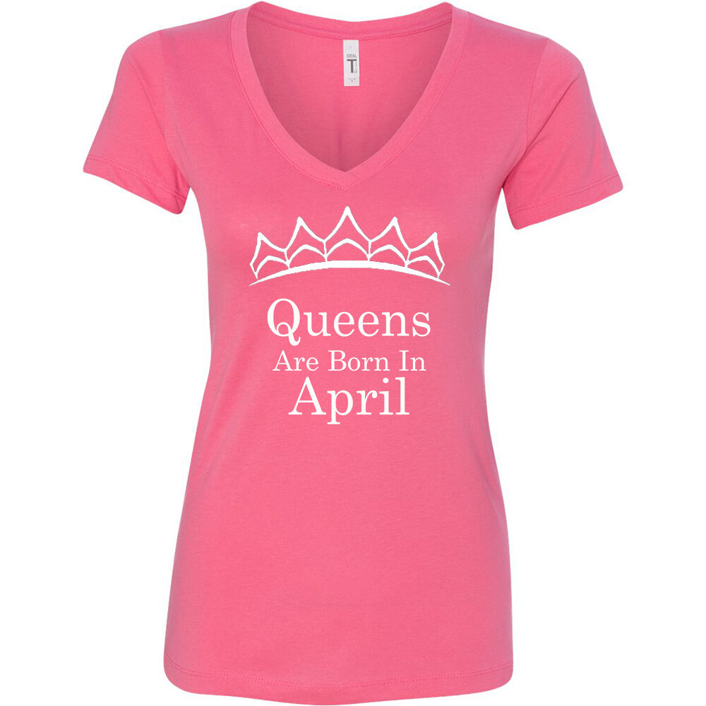 Tiara Gold Queens Are Born In MAY Print VNECK Shirt Lady Tee Birthday Gift Color Pink X-Large - image 1 of 2