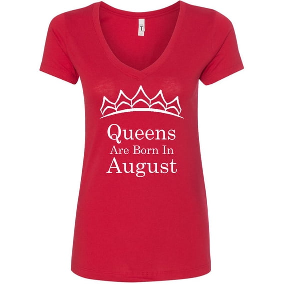 Tiara Gold Queens Are Born In MAY Print VNECK Shirt Lady Tee Birthday Gift Color Red X-Large