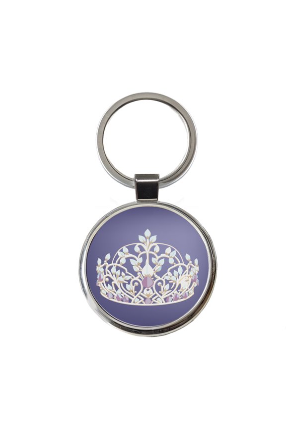 Tiara Princess Queen Royalty Metal Round Keychain