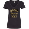 thumbnail image 1 of Tiara Queens Are Born In June V-neck Lady T-shirt Black Birthday Tee 2x-large, 1 of 2
