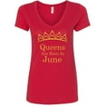 thumbnail image 1 of Tiara Queens Are Born In June V-neck Lady T-shirt Red Birthday Tee Small, 1 of 2