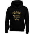 thumbnail image 1 of Tiara Queens Are Born In May Gold Printed Hoodie Birthday Gift Black Medium, 1 of 2