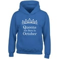 thumbnail image 1 of Tiara Queens Are Born In October Royal Blue Sweatshirt Hoodie Birthday X-Large, 1 of 2