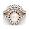 thumbnail image 1 of Tiara Ring 925 Sterling Silver Rose Vermeil 1.66 Cts Pear Shape Pearl Solitaire Wedding Crown Valentines Day Gifts Ring for Women, 1 of 3