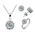 thumbnail image 1 of Tiara Set Of 4 Necklace Pendant Ring And Stud Earrings In Silver Plated Crown Setting, 1 of 2