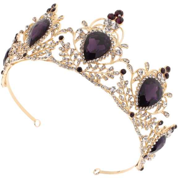 UKCOCO Classic Baroque Crown in Purple for Durable Wedding and Party Use 1Pc