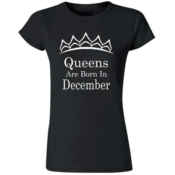 Tiara White Queens Are Born In December T-Shirt Lady Tee Birthday Gift Women Outfit Color Black X-Large