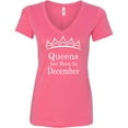 thumbnail image 1 of Tiara White Queens Are Born In December V Neck Shirt Lady Tee Birthday Gift Outfit Color Pink Large, 1 of 2