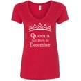 thumbnail image 1 of Tiara White Queens Are Born In December V Neck Shirt Lady Tee Birthday Gift Outfit Color Red X-Large, 1 of 2