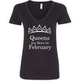 thumbnail image 1 of Tiara White Queens Are Born In February V Neck Shirt Birthday Gift Lady Tee Color Black Small, 1 of 2