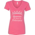 thumbnail image 1 of Tiara White Queens Are Born In February V Neck Shirt Birthday Gift Lady Tee Color Pink Small, 1 of 2