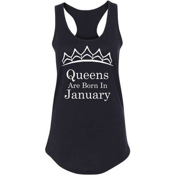 Tiara White Queens Are Born In January Tank Top Birthday Gift Lady Tee Color Black 2X-Large