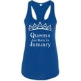 thumbnail image 1 of Tiara White Queens Are Born In January Tank Top Birthday Gift Lady Tee Color Royal Blue 2X-Large, 1 of 2