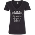 thumbnail image 1 of Tiara White Queens Are Born In May V Neck Shirt Birthday Gift Lady Tee Color Black Small, 1 of 2