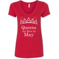 thumbnail image 1 of Tiara White Queens Are Born In May V Neck Shirt Birthday Gift Lady Tee Color Red Small, 1 of 2