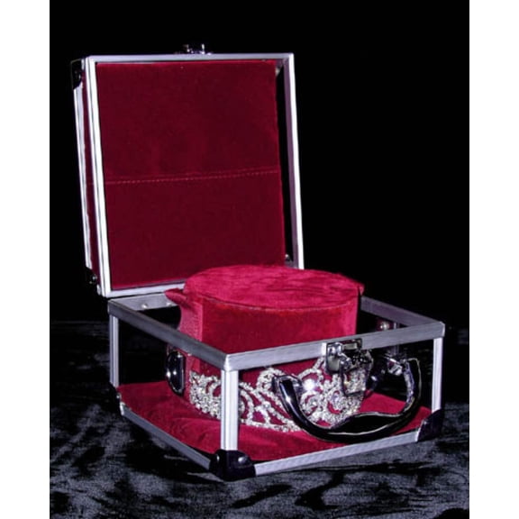 Tiara and Crown Case - Burgundy Interior with Strap