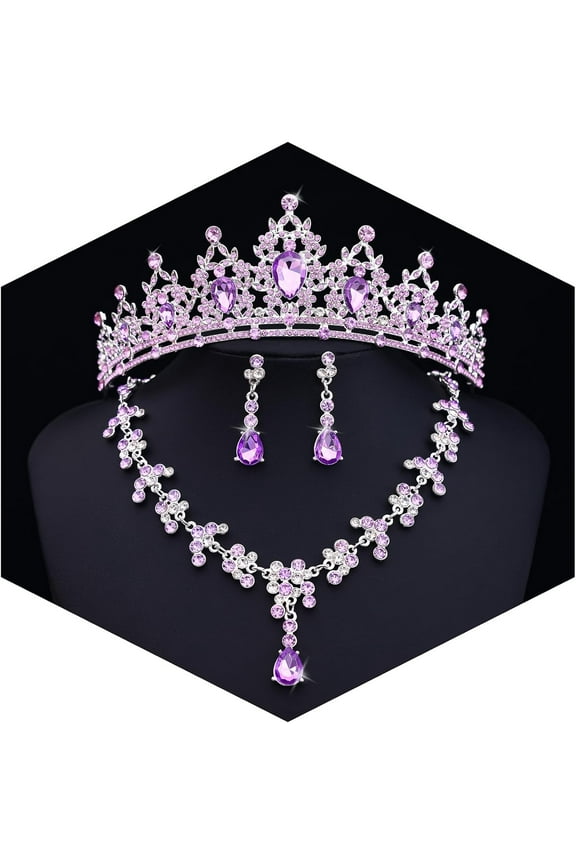 Tiaras and Crowns Jewelry Set for Women Tiaras Earrings and Necklace for Wedding Rhinestone Crystal Bridal Jewelry Sets for Costume Birthday Party Prom Gifts