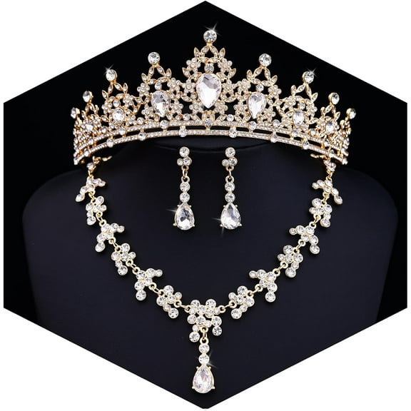 Tiaras and Crowns Jewelry Set for Women Tiaras Earrings and Necklace for Wedding Rhinestone Crystal Bridal Jewelry Sets for Costume Birthday Party Prom Gifts