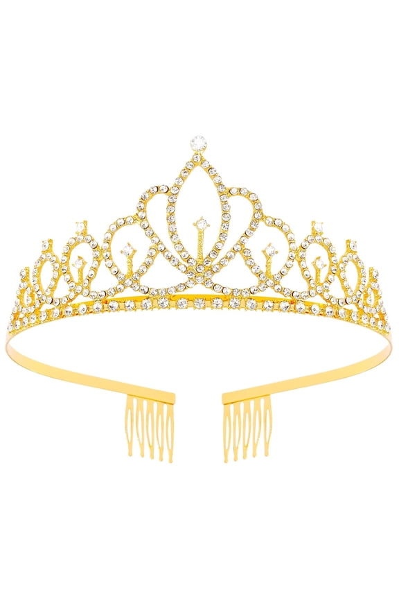 Tiaras and Crowns for Women，Royal Crystal Crowns，Jewelry Wedding Pageant Bridal Princess Headband Gift Suitable for Women Luxury Birthday，Girls Queen Prom Party(Gold)