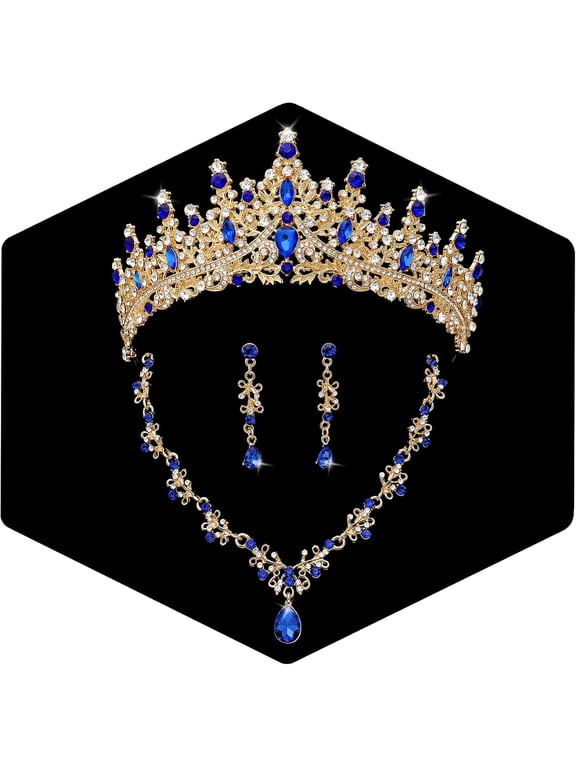 Tiaras and Crowns for women Bridal Jewelry Sets for Wedding Crystal Rhinestone Earrings Necklace Tiaras for Costume Prom Birthday Halloween Pageant Party
