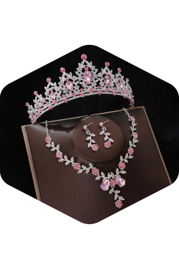 Tiaras and Crowns for Women,Tiaras Earrings Necklace, Crystal Bridal Jewelry Set, Costume Party Halloween Prom Pageant Jewelry for Women