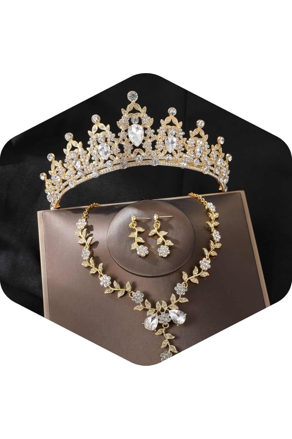 Tiaras and Crowns for Women,Tiaras Earrings Necklace, Crystal Bridal Jewelry Set, Costume Party Halloween Prom Pageant Jewelry for Women