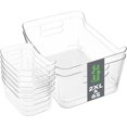 Tiawudi Set of 8 Clear Plastic Storage Bins, 2 Extra Large and 6 Small ...
