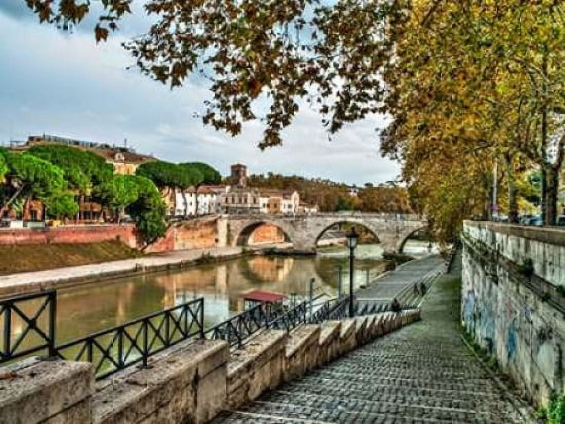 Tiber river through the city of Rome Italy Canvas Art - Assaf Frank (18 x 24)
