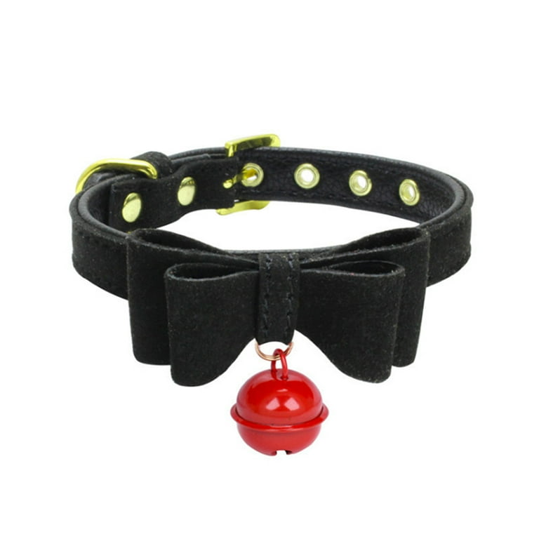 TiberPet Dog Cat Bow Collar Adjustable Dog Collars for Medium Small Pet Dog Collars Bow Double Layer Bow Collars with Bell Cat Collar with Bell