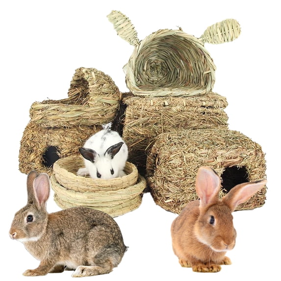 Tiberpe Hamster Toys Bunny Grass House Toys Bunny Pet Grass House Toys/Rabbit Toys/Rabbit Bedding Rabbit Hut Small Grass Hideout Hand