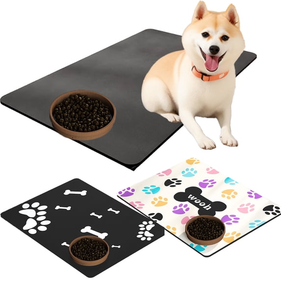 Tiberpet Cat & Dog Feeding Mat for Food and Water Bowl, Absorbent-No Stains Quick Dry Dog Water Bowl Dispenser Mat, With Waterproof-Anti-Slip Pet Food Mats 11.81*15.7in