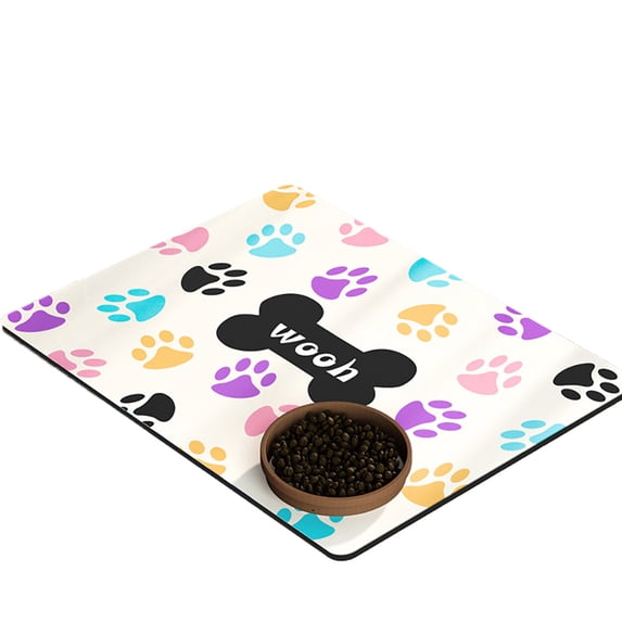 Tiberpet Dog Feeding Mat Absorbent Pad for Food and Water Bowls, Leak-Proof, Quick Drying, Washable