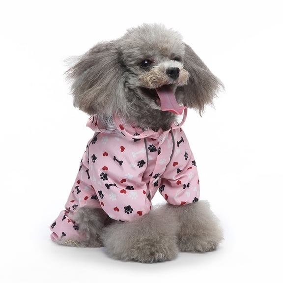 Tiberpet Waterproof Dog Jacket, Adjustable Dog Rain Jacket with Hoodie, Lightweight Dog Poncho Slicker for Small Medium Large Dogs (XS-XL)