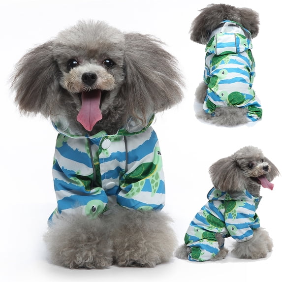 Tiberpet Waterproof Dog Jacket, Adjustable Dog Rain Jacket with Hoodie, Lightweight Dog Poncho Slicker for Small Medium Large Dogs (XS-XL)
