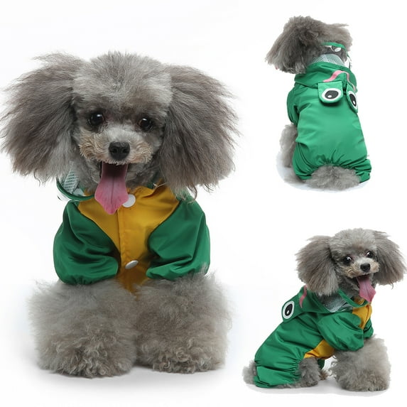 Tiberpet Waterproof Reflective Dog Raincoat- Adjustable Pet Jacket, Lightweight Dog Hooded Slicker Poncho for Dogs Puppies With a Belt