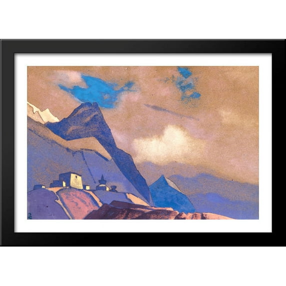Tibet. At Brahmaputra. 40x28 Large Black Wood Framed Print Art by Nicholas Roerich