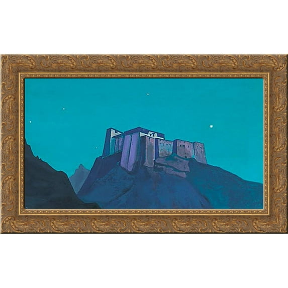 Tibet stronghold 24x16 Gold Ornate Wood Framed Canvas Art by Nicholas Roerich