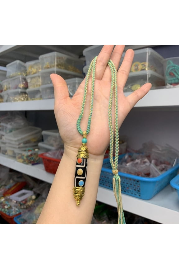 Tibetan Braided Necklace Cord Handmade Rope in Nepal Style for Bead Pendant Jewelry Adjustable Ethnic Accessory for Men Women