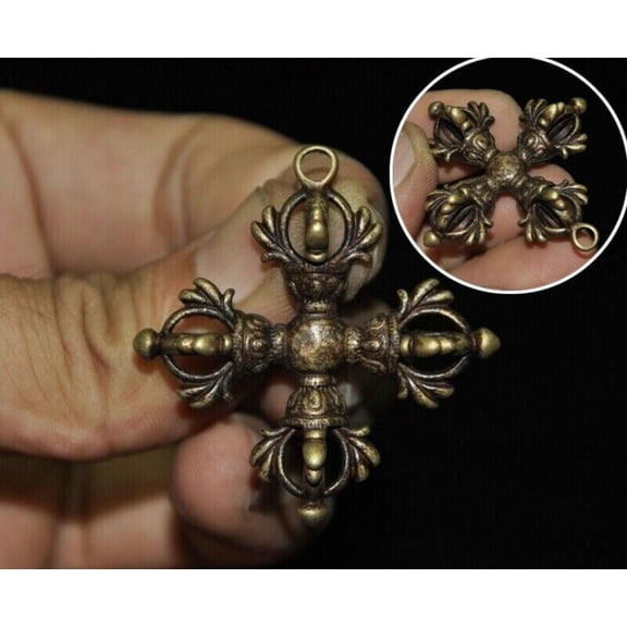 Tibetan Buddhism Bronze Amulet Vajra Dorje Ritual Exorcism Talisman Pendant