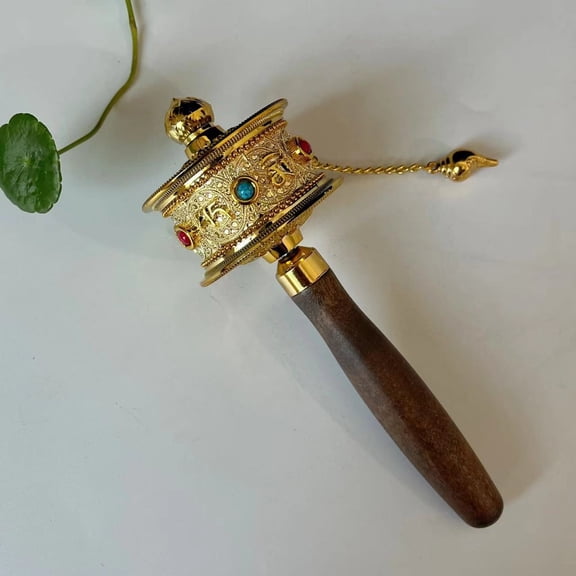 Tibetan Buddhist Handcraft Tibetan Prayer Wheel Praying Prayer Wheel Wall Hanging Om Mani Mantra Copper Hand Prayer Wheel Good Luck Crafts