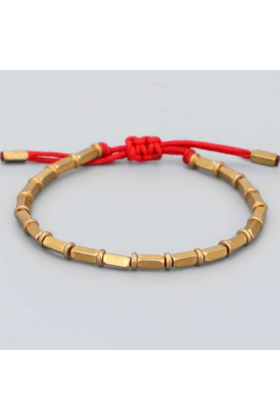 Tibetan Buddhist Handmade Bracelet Braided Long Copper Beads Lucky Rope Bangles