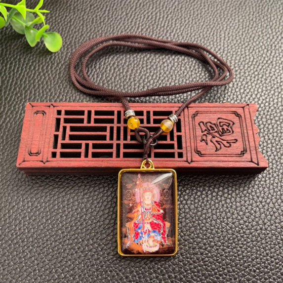 Tibetan Buddhist Pendant Necklace Ksitigarbha Bodhisattva Amulet Charm Religious Jewelry Unisex Necklace Gift for Men Women