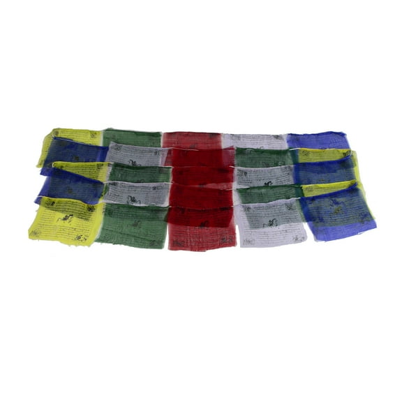 Tibetan Buddhist Traditional Cloth Prayer Flags 25 Blessing Flag String Yard Set