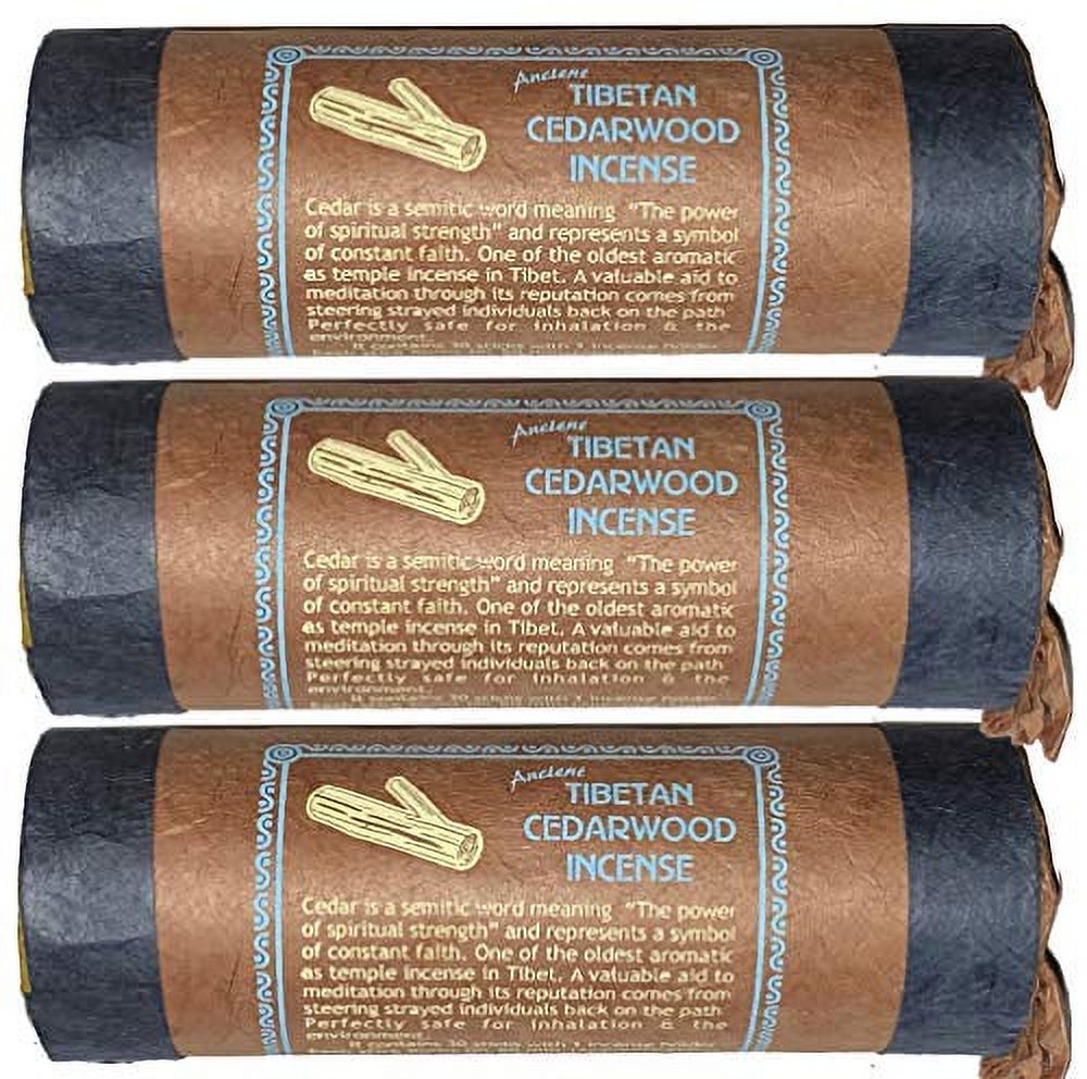 Tibetan Cederwood Incense, 4.5" Length - 3 Packs, 30 Sticks Per Pack