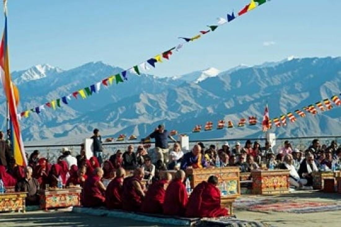 Tibetan Ceremony in Shanti Stupa Leh Ladakh India Canvas Art - Anthony Asael DanitaDelimont (36 x 24)