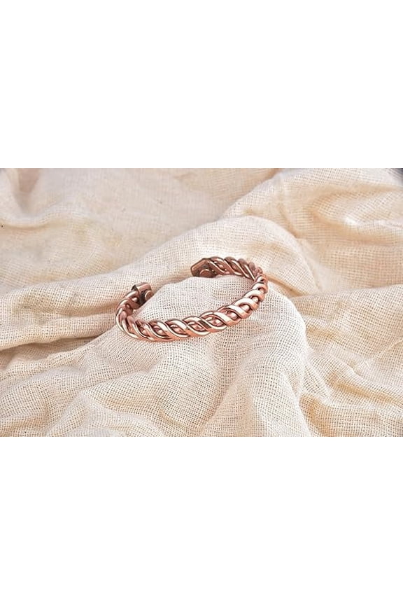 Tibetan Copper Bracelet for Men and Women  Solid Copper Twisted Cuff Bracelet, Adjustable Open Bangle, Unisex Handmade Metal Jewelry for Daily Wear, Wrist Accessory and Gifting