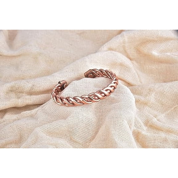 Vivanta Tibetan Copper Bracelet for Men and Women Solid Copper Twisted Cuff Bracelet, Adjustable Open Bangle, Unisex Handmade Metal Jewelry for Daily Wear, Wrist Accessory and Gifting