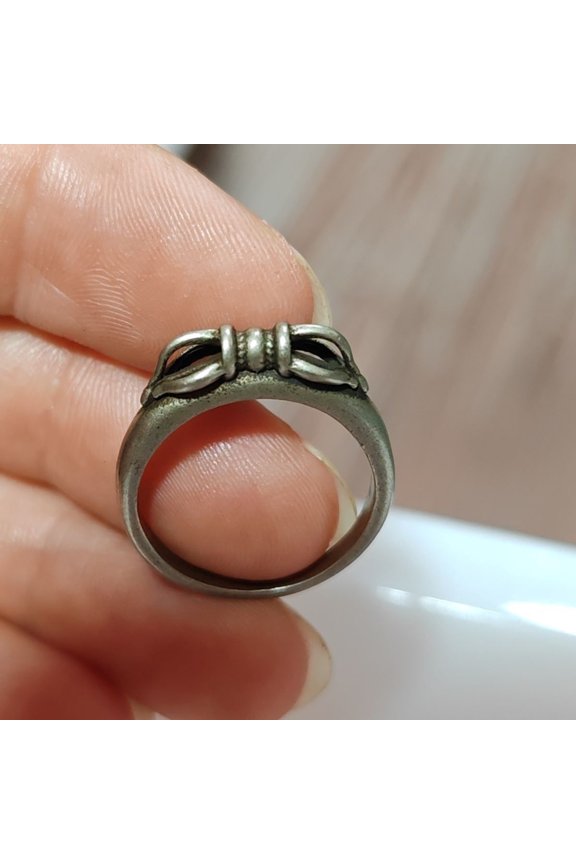 Tibetan Copper Ring Magic Weapon Style Fixed Size Spiritual Jewelry Traditional Symbolic Accessory for Men Women Non Adjustable