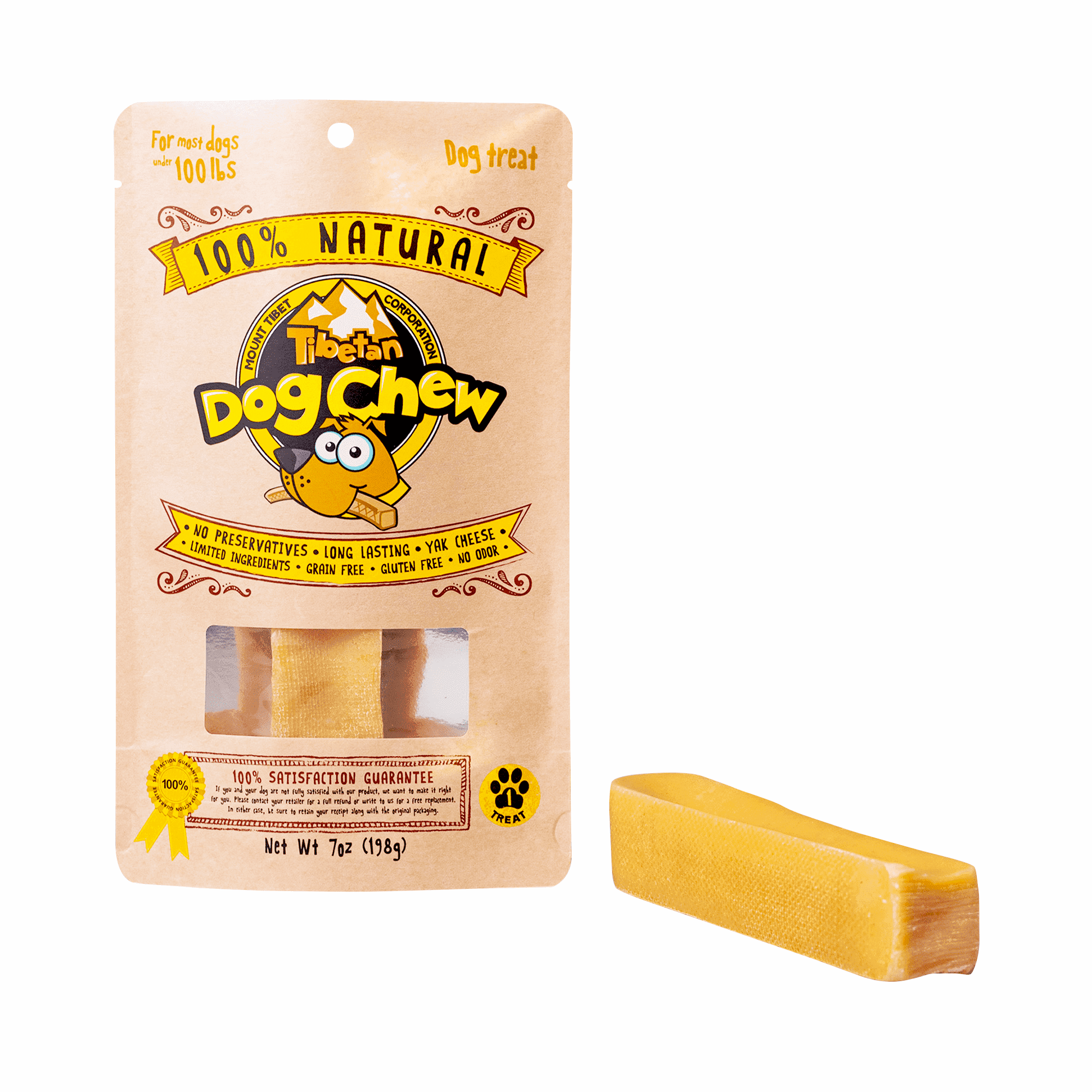 Tibetan Dog Chew Yak Cheese Himalayan Chews for Jumbo Dogs, Natural, Rawhide Free, 1 Count