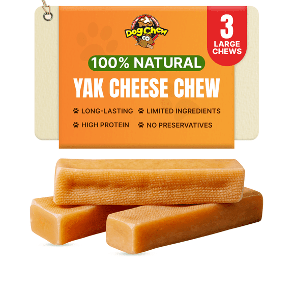 Tibetan Yak Chews Long-Lasting Natural Large Chews For Large Dogs Under ~55 lbs, 3 Sticks